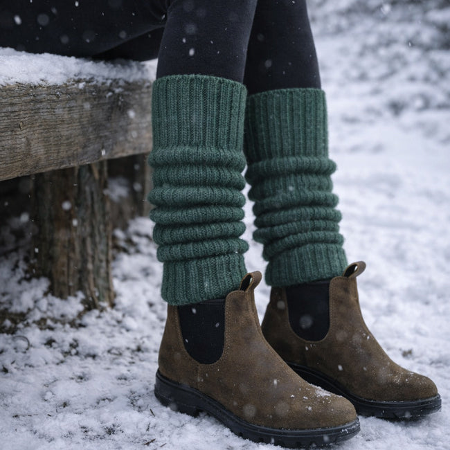 DE COLORES beenwarmers baby alpaca GRIJS GROEN 65- 40 cm