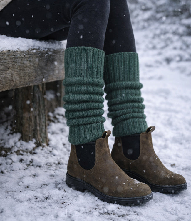 DE COLORES beenwarmers baby alpaca GRIJS GROEN 65- 40 cm