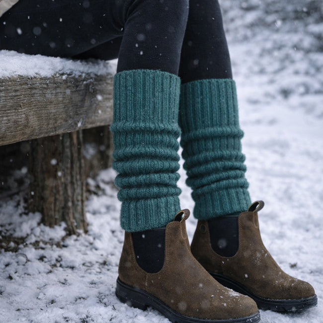 DE COLORES beenwarmers baby alpaca GROEN MELANGE 70 - 40 cm
