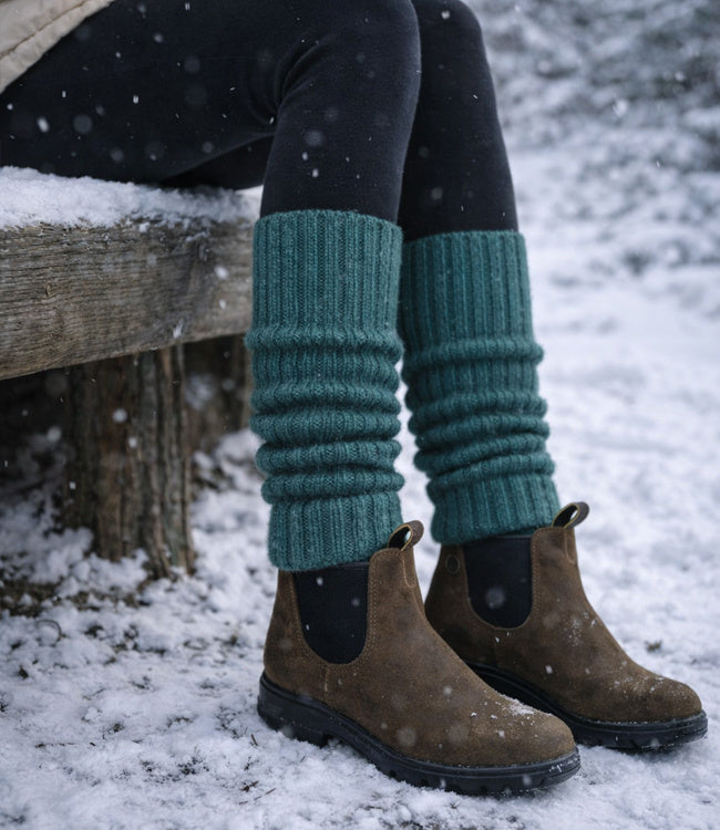 DE COLORES beenwarmers baby alpaca GROEN MELANGE 70 - 40 cm