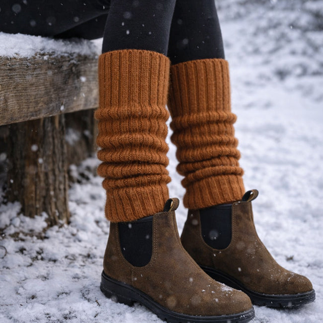 DE COLORES beenwarmers baby alpaca MOSTERD 22 - 40 cm