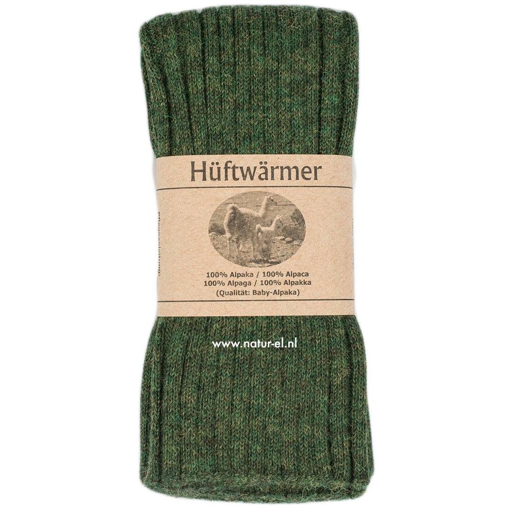 DE COLORES nierwarmer RIB van 100% alpaka BOSGROEN 66