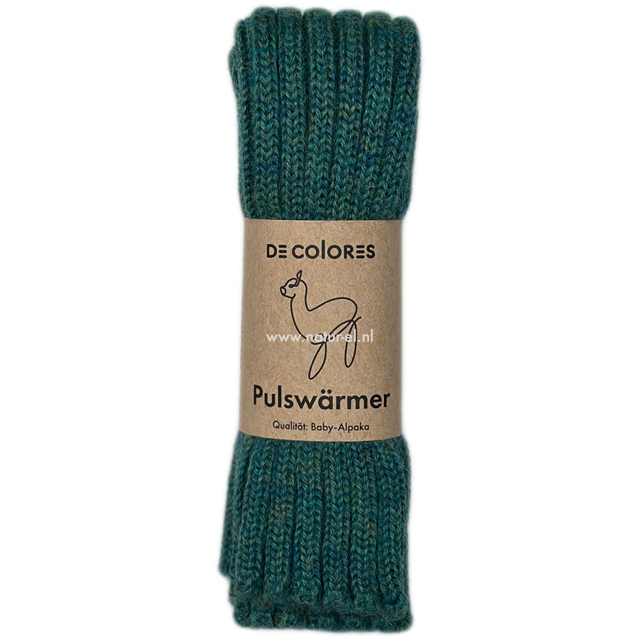 DE COLORES Polswarmers baby alpaca RIB GROEN MELANGE 70
