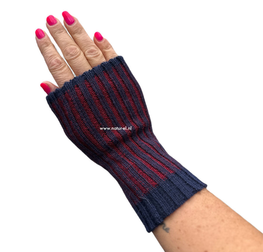 DE COLORES Polswarmers 100% baby alpaca TWO TONE NAVY 88