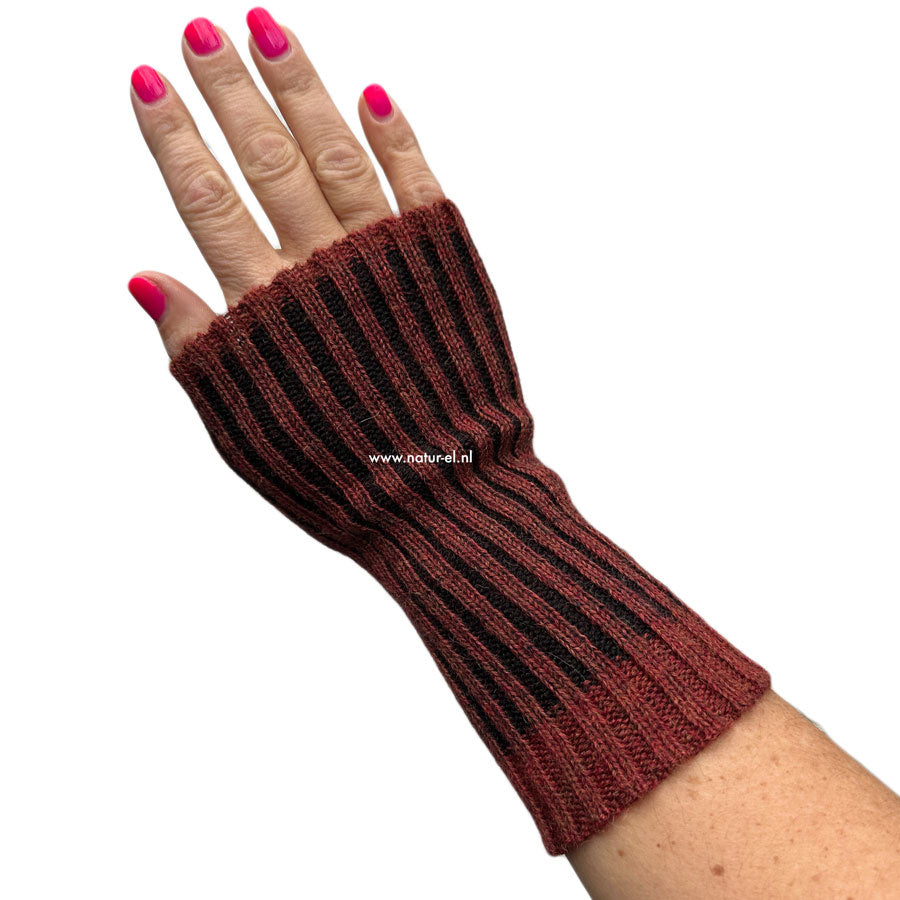 DE COLORES Polswarmers 100% baby alpaca TWO TONE ROEST 48