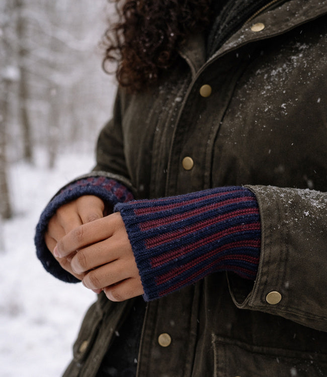 DE COLORES Polswarmers 100% baby alpaca TWO TONE NAVY 88