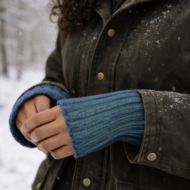 DE COLORES Polswarmers 100% baby alpaca TWO TONE STORM 87