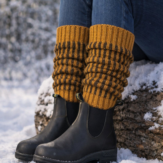 DE COLORES 100% baby alpaca BEENWARMERS TWO TONE mosterd 22