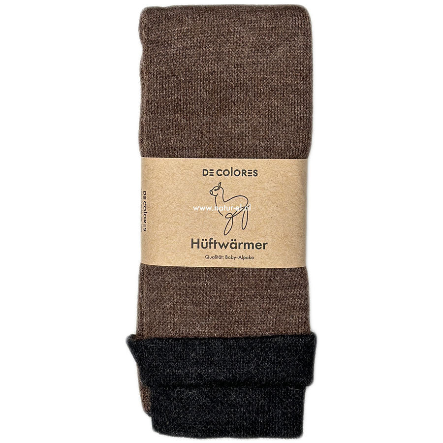 DE COLORES nierwarmer alpaca BRUIN 27 ZWART REVERSIBLE