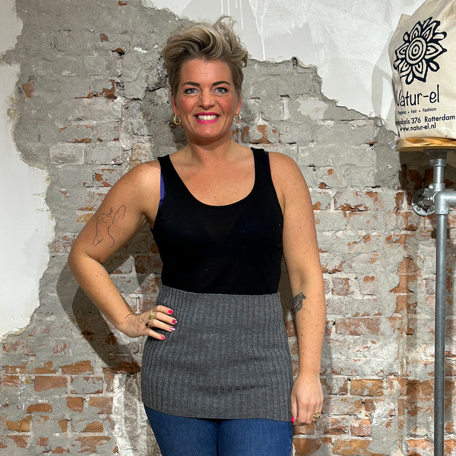 DE COLORES nierwarmer RIB van 100% baby alpaka GRIJS 13