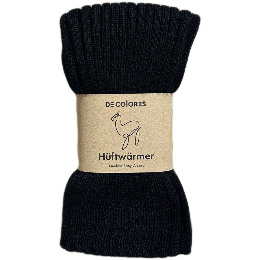 DE COLORES nierwarmer RIB van 100% alpaka ZWART 15