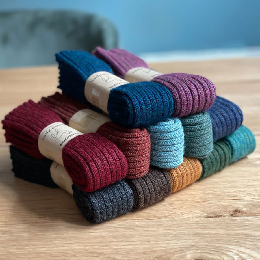 DE COLORES Polswarmers baby alpaca RIB GROEN MELANGE 70