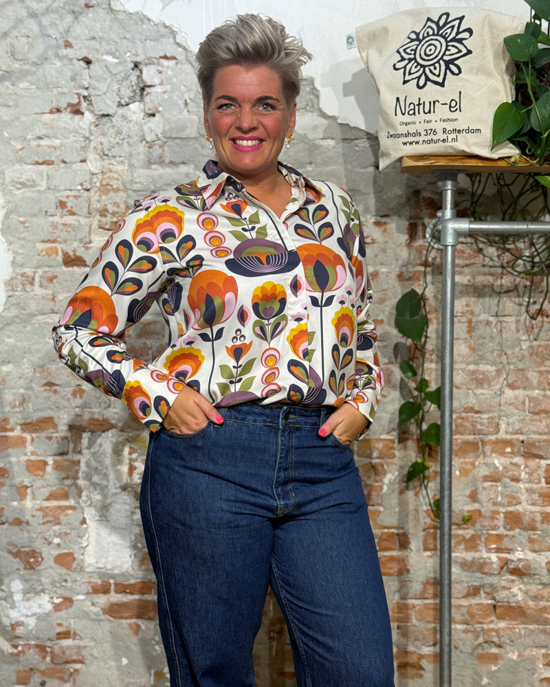 DEDICATED blouse NYDA HARVEST with tencel print