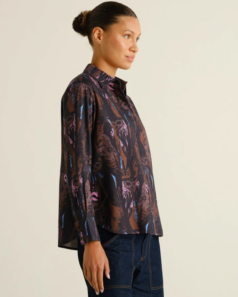 DEDICATED weite Bluse ALSVIK CHAIRS mit Print Tencel