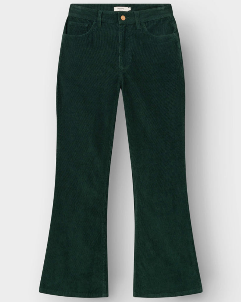 DEDICATED corduroy bootcut broek RYDA GREEN biologisch katoen