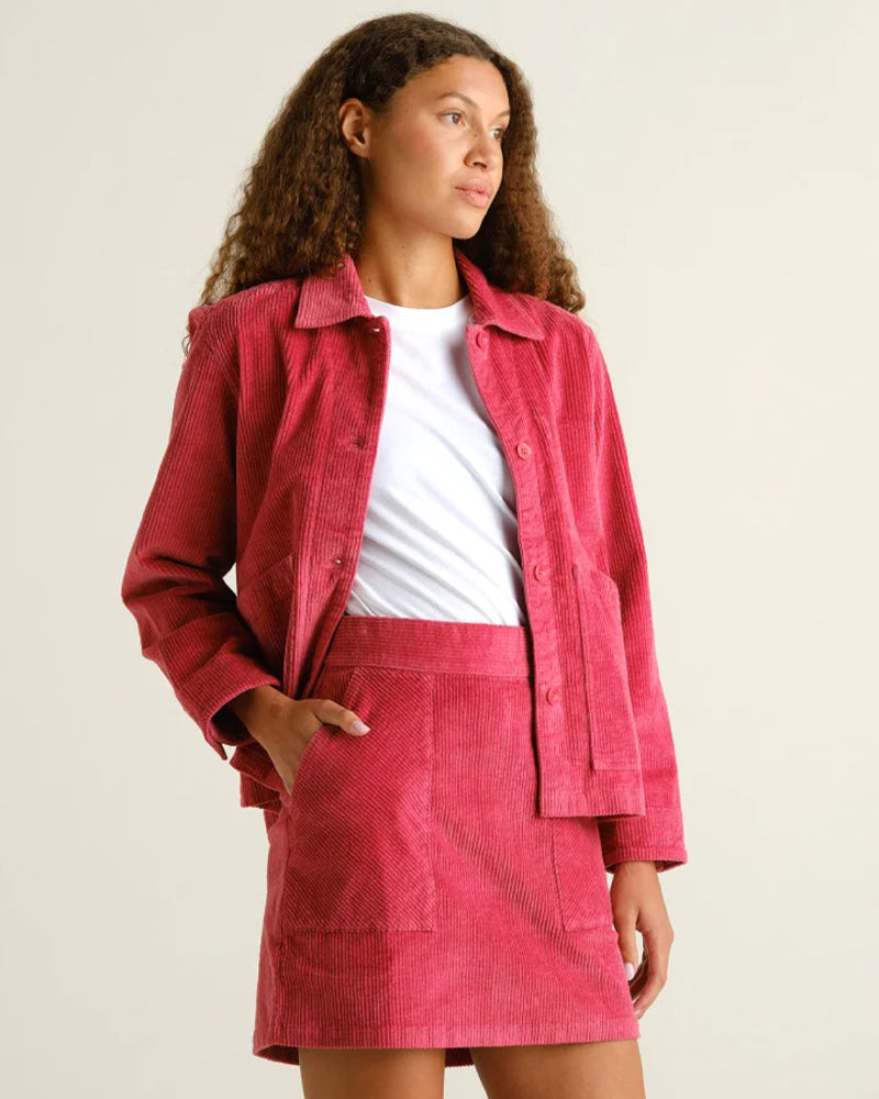 DEDICATED corduroy rok MARJO HOLLY RED biologisch katoen