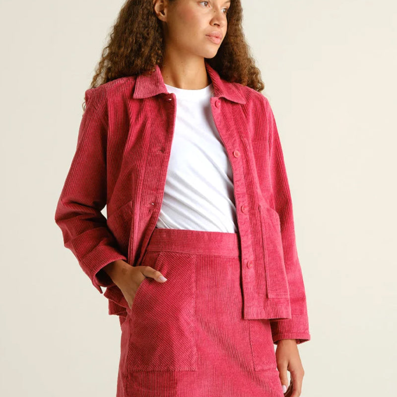 DEDICATED corduroy rok MARJO HOLLY RED biologisch katoen