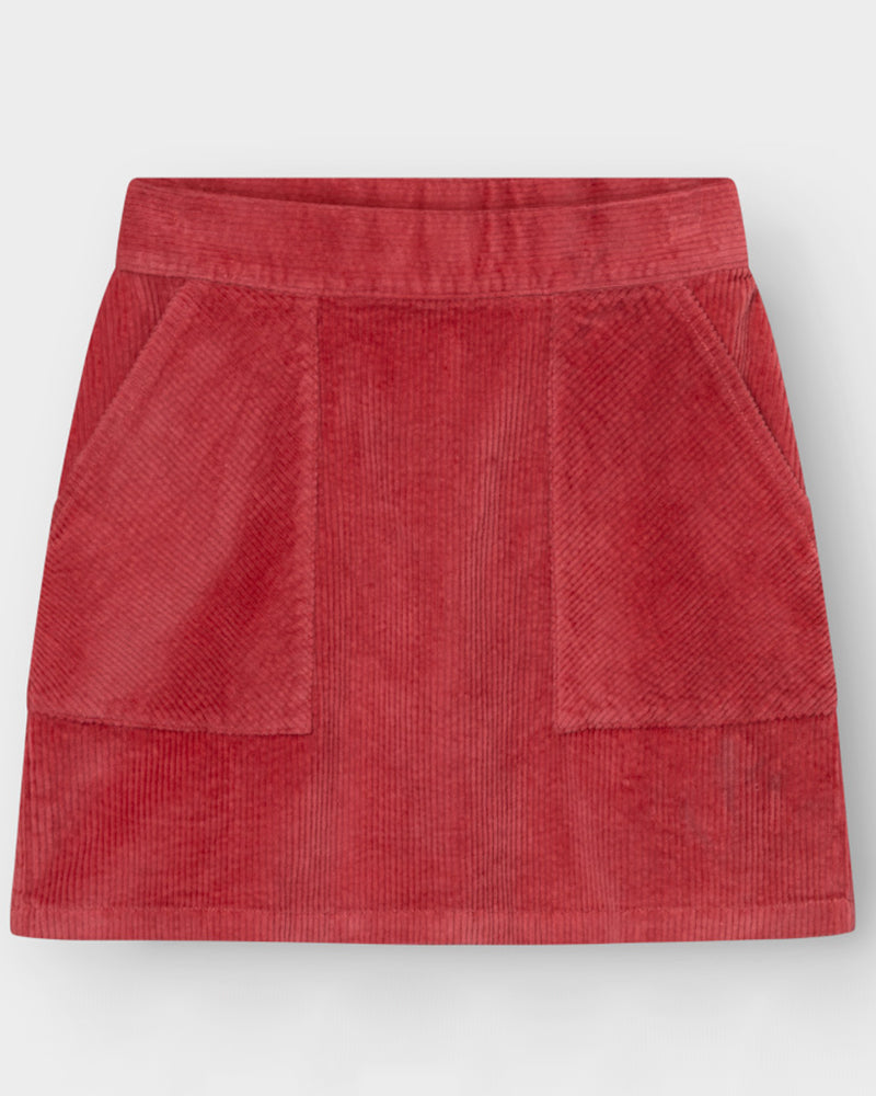 DEDICATED corduroy rok MARJO HOLLY RED biologisch katoen