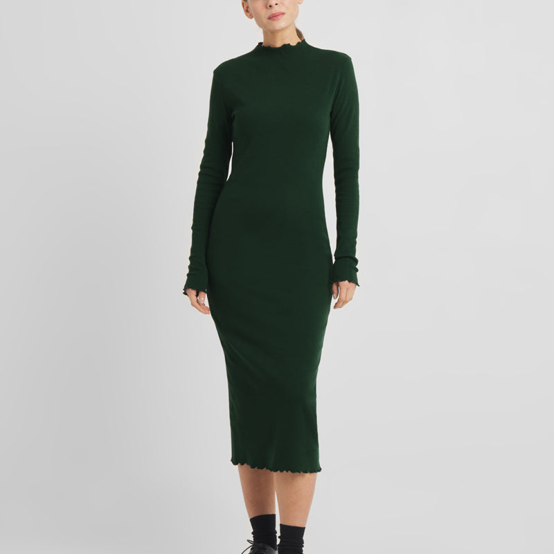 DEDICATED langes Rippstrickkleid LOFTA FIG aus Bio-Baumwolle