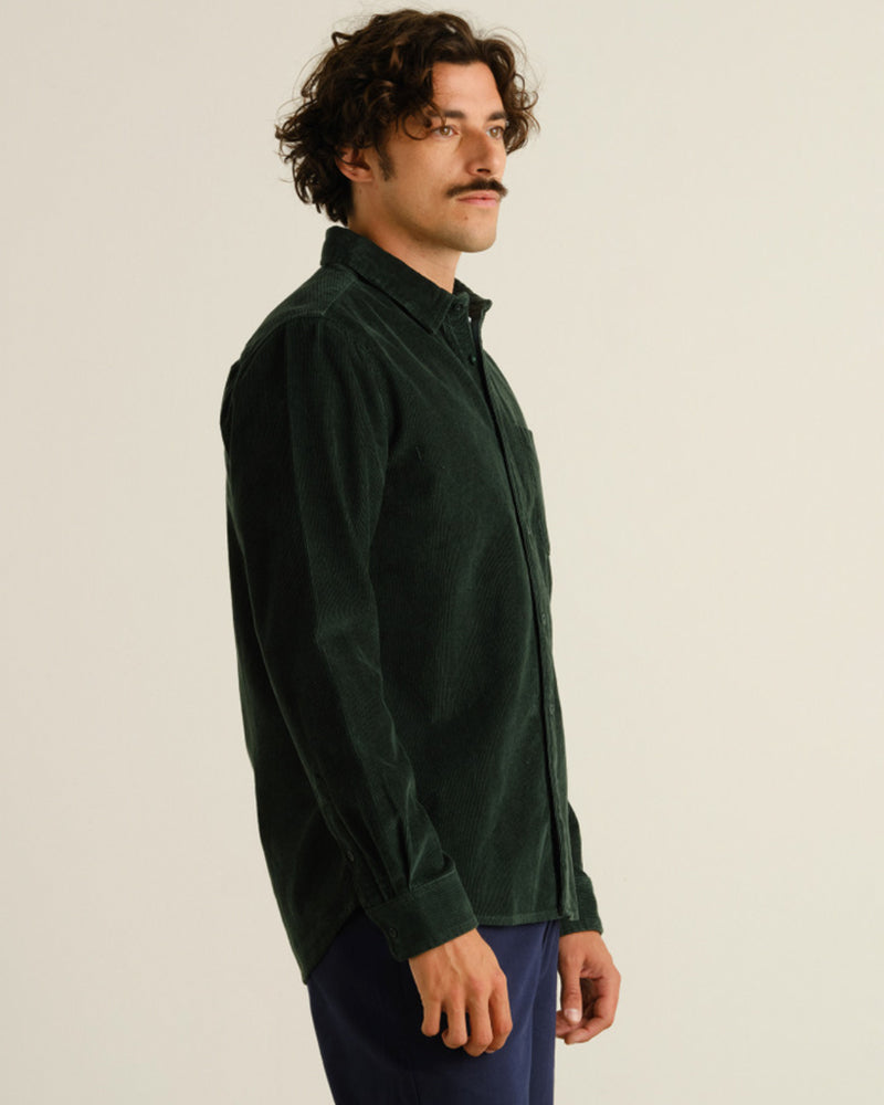 DEDICATED corduroy overhemd VARBERG GREEN biologisch katoen