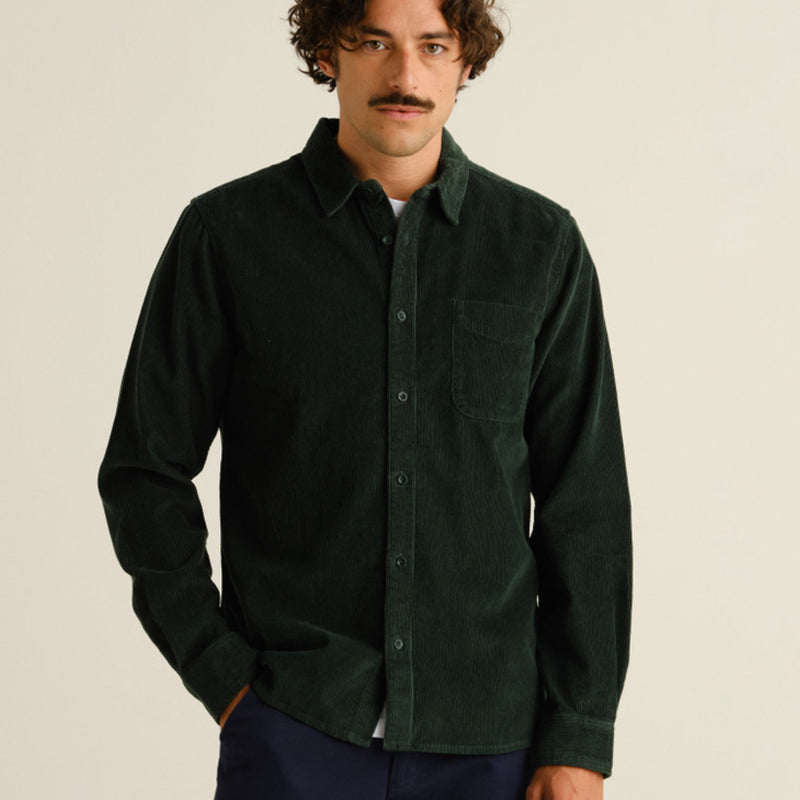 DEDICATED corduroy overhemd VARBERG GREEN biologisch katoen