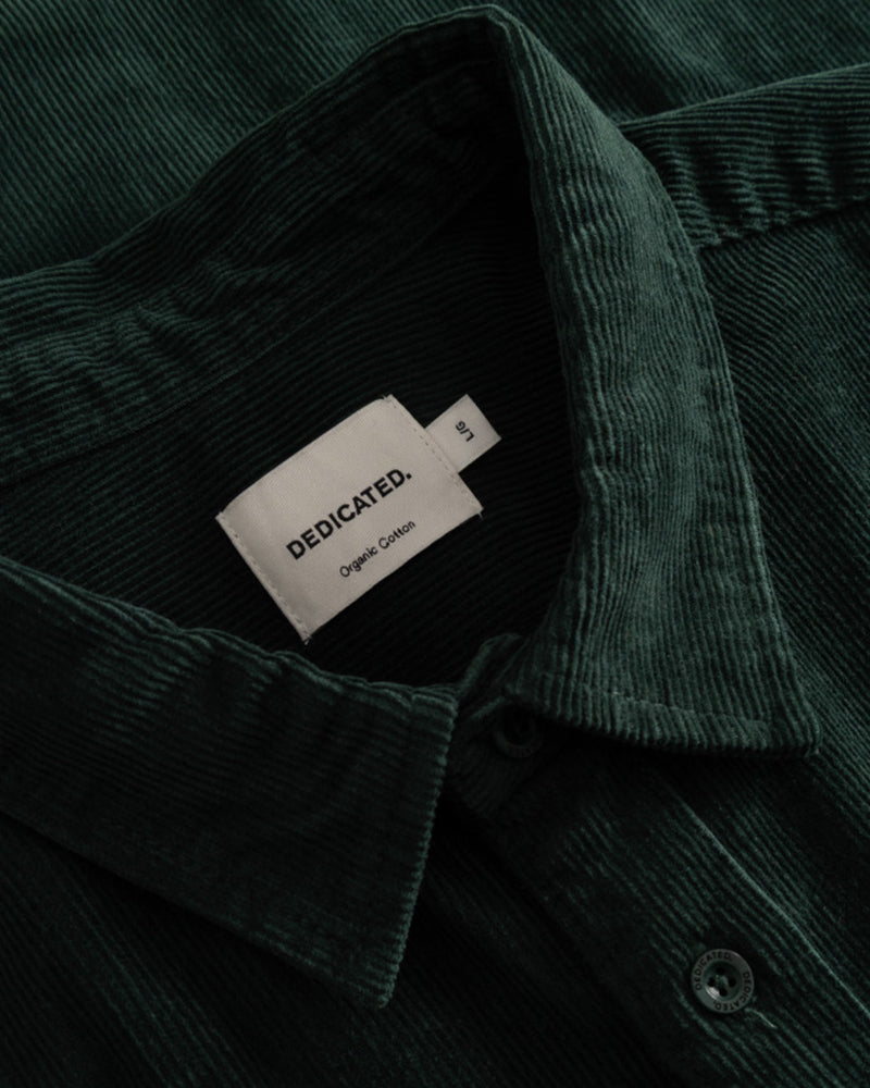 DEDICATED corduroy overhemd VARBERG GREEN biologisch katoen