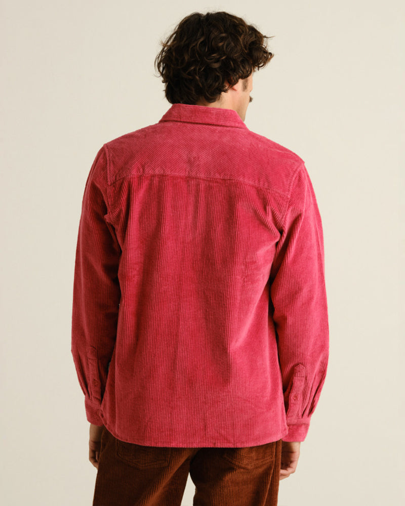 DEDICATED corduroy overshirt KIL HOLLY RED biologisch katoen