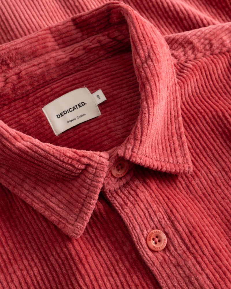 DEDICATED corduroy overshirt KIL HOLLY RED biologisch katoen
