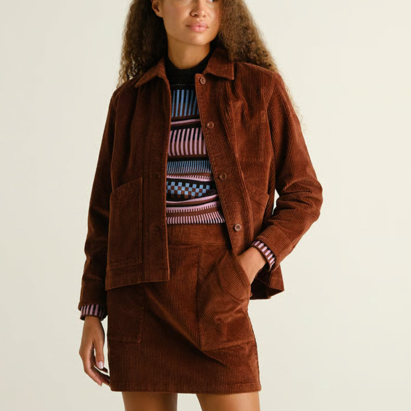 DEDICATED corduroy rok MARJO CAPPUCHINO biologisch katoen