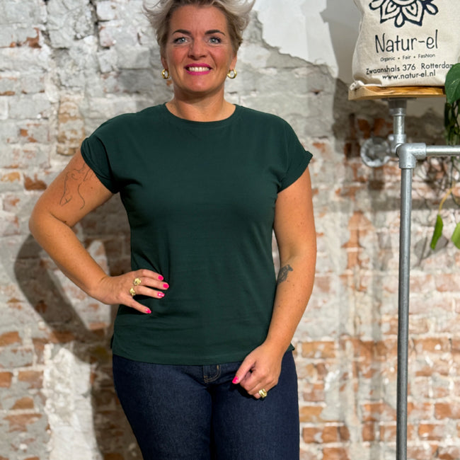 DEDICATED effen shirt VISBY GREEN PINE biologisch katoen