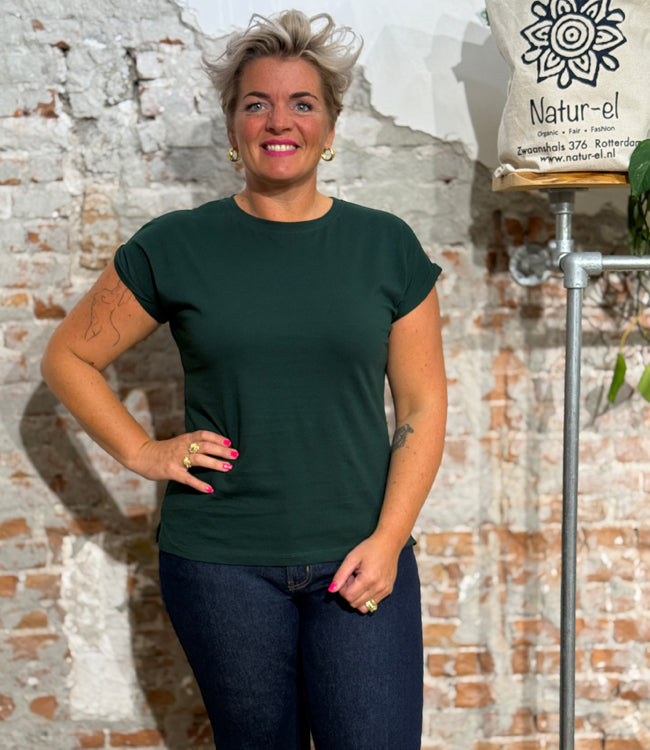 DEDICATED effen shirt VISBY GREEN PINE biologisch katoen