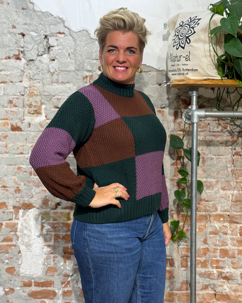 DEDICATED knitted sweater GOTLAND BLOCKS organic cotton and tencel