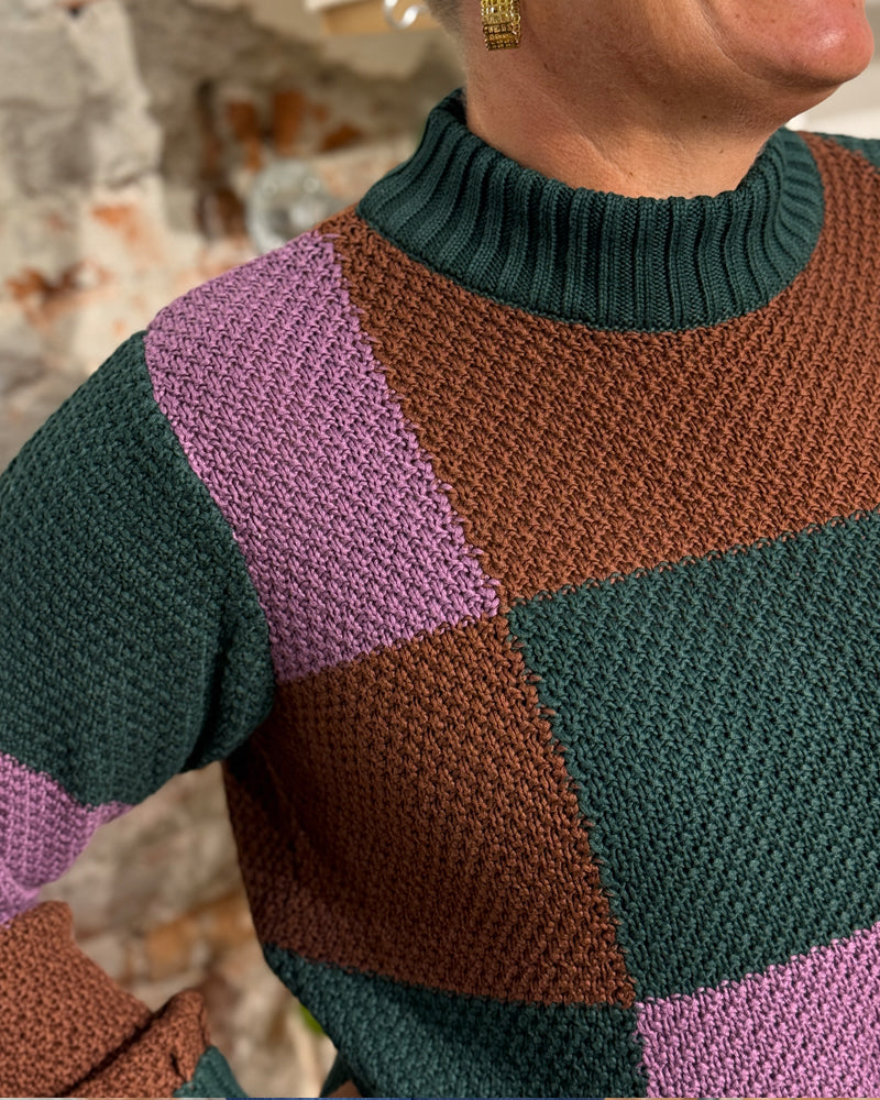 DEDICATED knitted sweater GOTLAND BLOCKS organic cotton and tencel