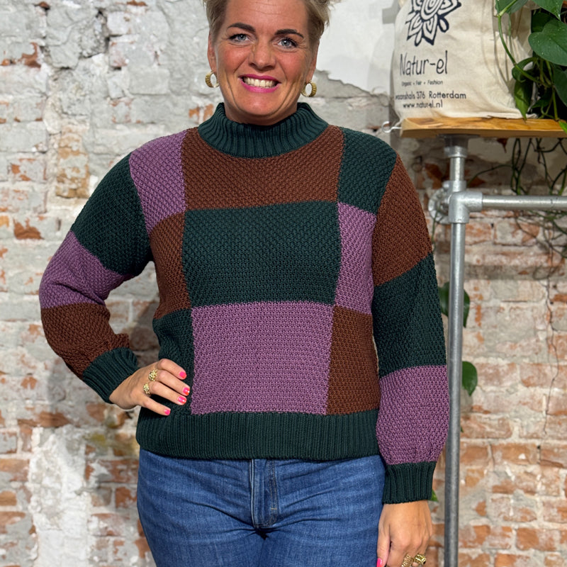 DEDICATED knitted sweater GOTLAND BLOCKS organic cotton and tencel