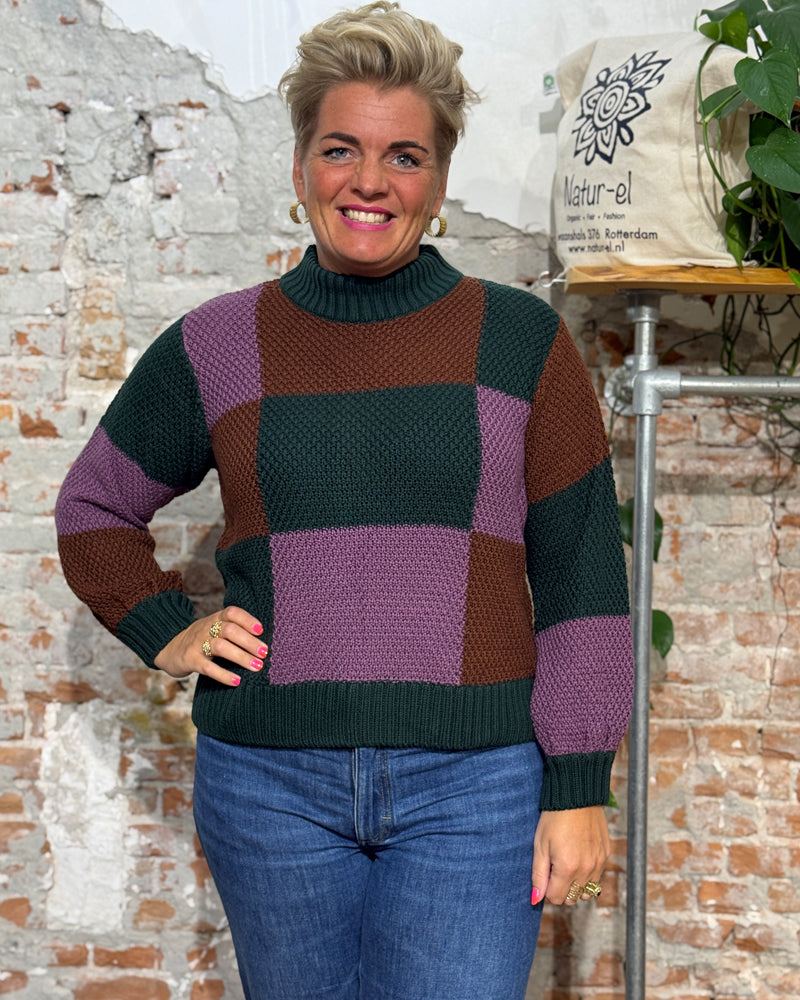 DEDICATED knitted sweater GOTLAND BLOCKS organic cotton and tencel