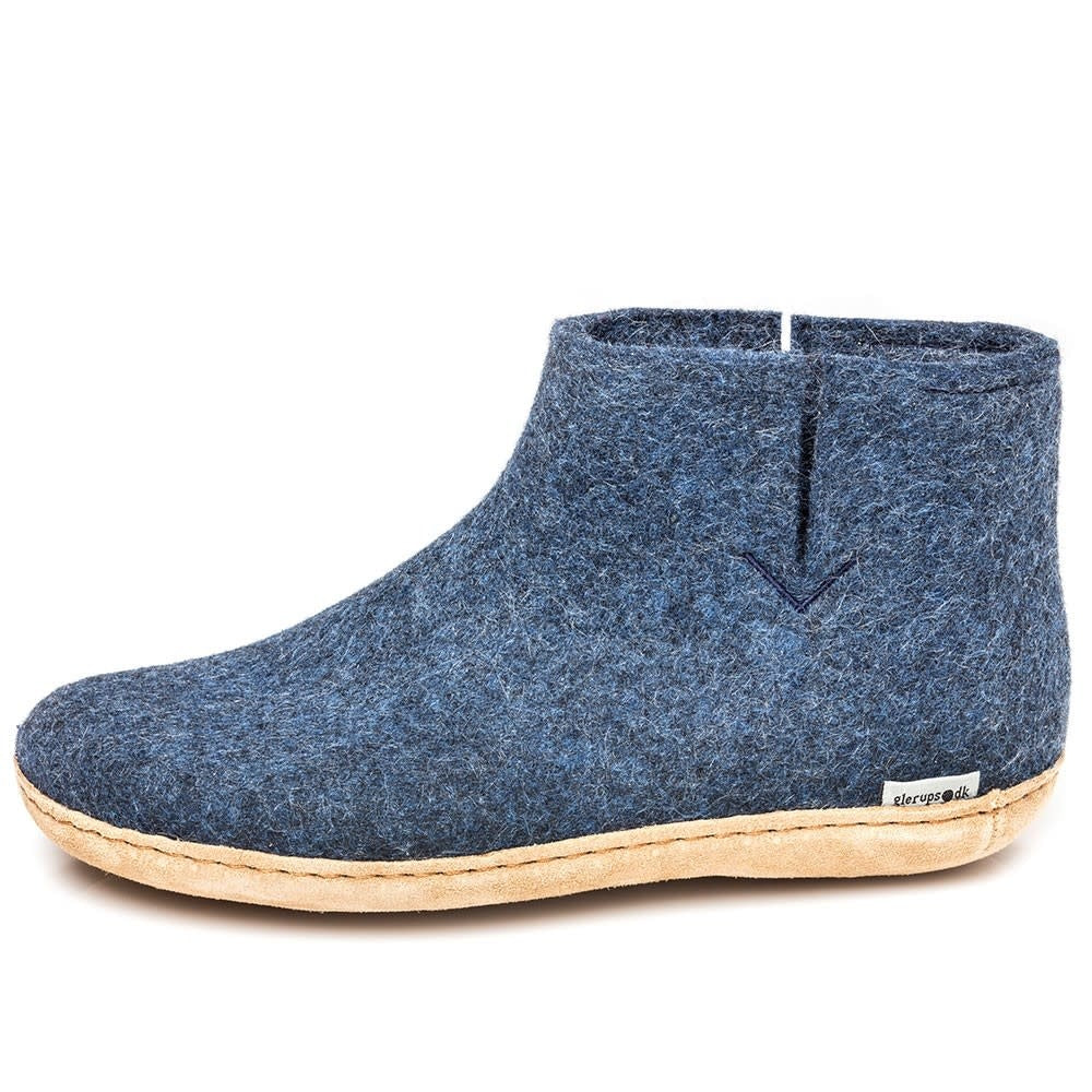 Glerups wollen sloffen pantoffels LAARS DENIM leren zool