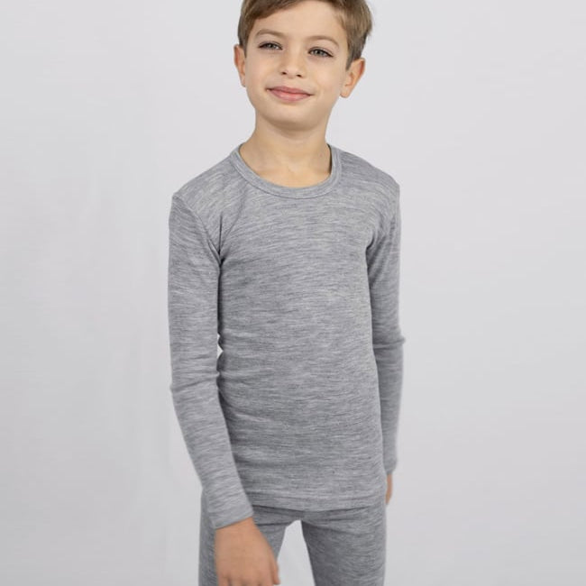 ENGEL longsleeve van wol zijde EFFEN GRIJS kind