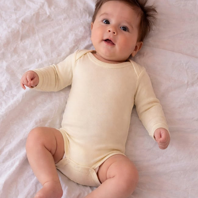 ENGEL baby romper wol zijde met LANGE MOUW effen NATUREL