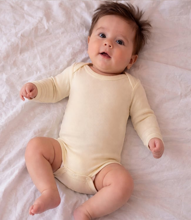 ENGEL baby romper wol zijde met LANGE MOUW effen NATUREL