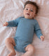 ENGEL baby romper wol zijde LANGE MOUW effen IJSBLAUW