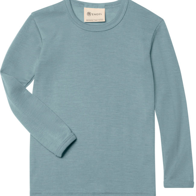 ENGEL longsleeve van wol zijde IJSBLAUW kind
