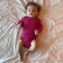 ENGEL baby romper wol zijde met LANGE MOUW effen FRAMBOOS