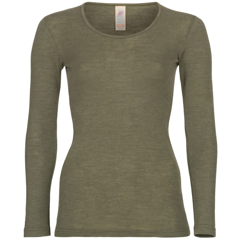 ENGEL Wol zijde longsleeve dames wollen ondergoed OLIJF