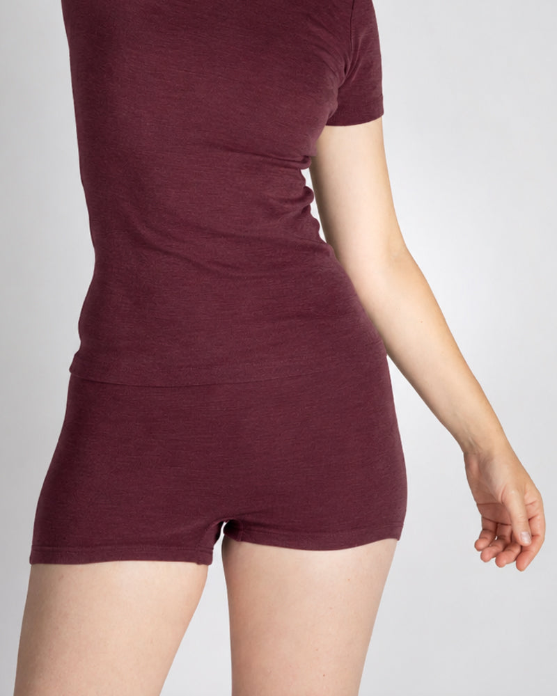 ENGEL NATUR Wol zijde boxer hipster broekje dames BORDEAUX