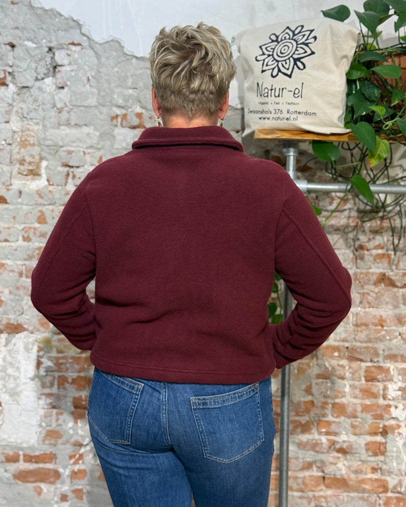 ENGEL korte wollen jas dames wolfleece BOMBERJACK BORDEAUX