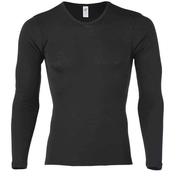 ENGEL Wol zijde LONGSLEEVE HEREN wollen ondergoed ZWART