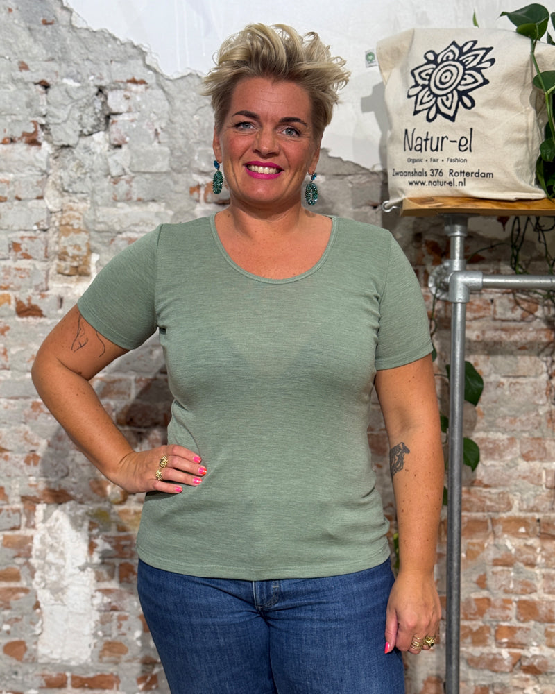 ENGEL puur wollen shirt korte mouw dames SAGE wollen ondergoed