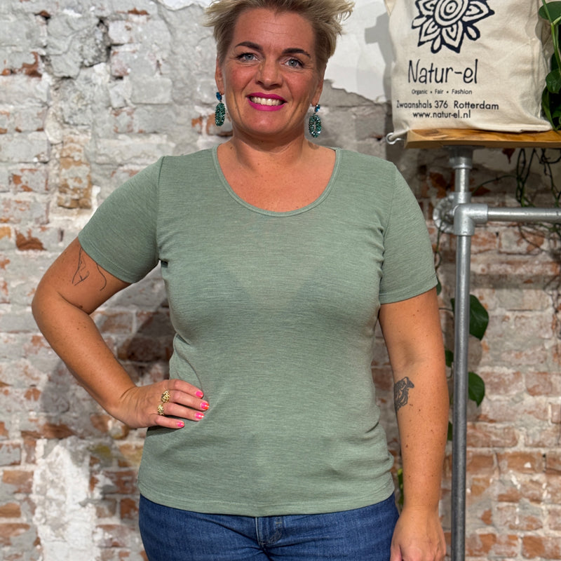 ENGEL puur wollen shirt korte mouw dames SAGE wollen ondergoed