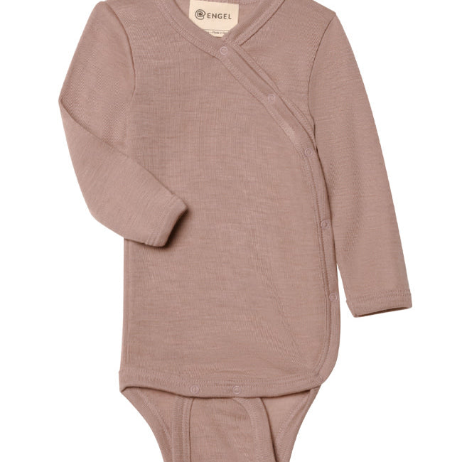 ENGEL wikkel romper wol zijde met overslag DUSTY ROSE