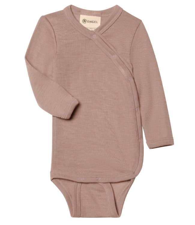 ENGEL wikkel romper wol zijde met overslag DUSTY ROSE